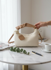 Pleated Weaving Color Block Handbag – Stylish PU Leather Shoulder & Crossbody Bag