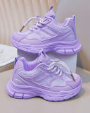 Girls’ Purple Color Casual Sports Shoes – Fashion PU Sneakers for Daily Wear