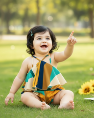 Baby Girl Floral Halterneck Romper With Ruffle Trim