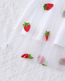 Baby Girl Strawberry Petal Sleeve Mesh Top & Skirt Set