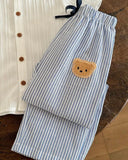 Kids 2pcs Young Boy Woven White Casual Shirt And Striped Casual Pants