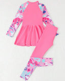 Tween Girls Pink Long Sleeve Swim Top and Pants