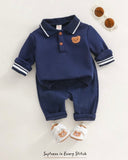 2pcs Baby Boy Bear Knit Pullover Sweatshirt & Blue Winter Pants