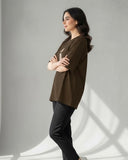 Women Brown Graphic Print Oversized T-Shirt – Summer