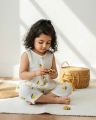 Baby Girls Lemon Print Camisole & Pants Set – Chiffon Ruffle Hem 2pcs Summer Outfit