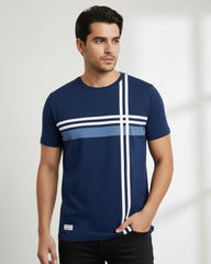 Men's Striped Crew Neck Short Sleeve Casual Versatile T-Shirt