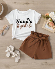 Nana’s girl Printed Short Sleeve T-Shirt And Shorts