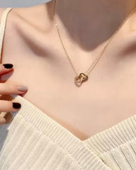 Double Heart Pendant Necklace