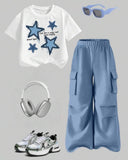 Girls’ Star Print Short Sleeve T-Shirt & Cargo Pants Set