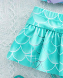 Girls Mermaid Ruffle Bikini Set with Hat – 3pc Swimwear Outfit for Beach & Pool