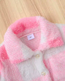 Autumn/Winter Girls' Casual Chic Fluffy Jacket & Cami Dress