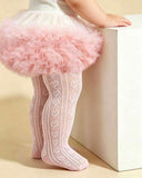 Girls Heart Pattern Pink Mesh Leggings