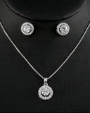 Classic Round & Cubic Zirconia Platinum Plated Women's Necklace & Earrings Jewelry Set