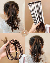 2pcs Fashionable Colorful Synthetic Hair Scrunchies For Girls