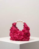 Reddish Pink Floral Pop Pearl Bag for Elegant Women