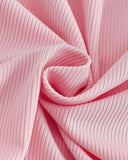 Kids Girls Bow Print Ribbed Pajama Set – Pink Long Sleeve Top & Pants
