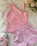 Pink Strap Top and Shorts Set