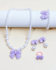 5pcs Girls Cute Purple Bow Jewelry Set for Kids