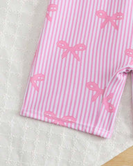 Full Sleeves Pink Bow swimming Costume