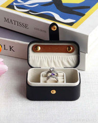 Portable Leather Jewelry Box Organizer Type B (White, Black, Pink)