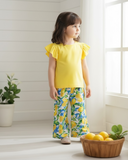 Girls’ Lemon Print Flutter Sleeve Co-Ord Set
