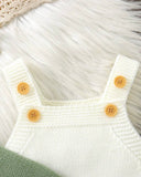 Newborn Baby Green and White Striped Cardigan + Suspender Romper