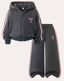 2pcs Girls Grey Color Sweatshirt And Pants Set