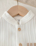 2PCS Baby Boy White and Brown Retro Casual Set