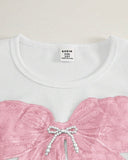 Tween Girls Pink Graphic Tee & Bow Pants Set