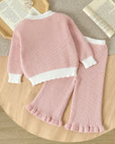 2Pc Baby Girl Pink Sweater co-ord Set