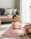 Baby Girls’ Pink Embroidered Satin Princess Dress