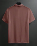 Men’s Rust Colour Half Sleeve Casual Textured Polo Shirt – Summer