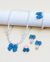 5pcs Girls Cute Blue Bow Jewelry Set for Kids