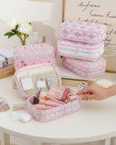 Multicolor Floral Quilted Vanity Organizer Bag