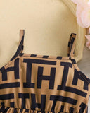 Baby Girl Letter Print Dress With Hat 2-Piece Set