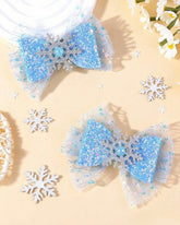 2pcs Elsa Ice Blue Bow Mesh Hair Clips