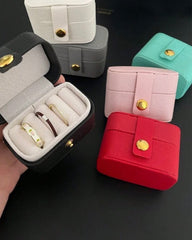 Mini Portable Leather Rings Box Type A (Black, Pink, White, Grey, Red, Sky Blue)