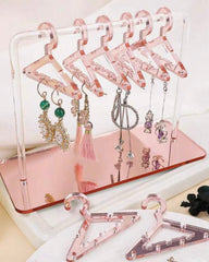 Pink Acrylic Jhumka Wardrobe / Earrings Display Holder