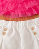 Baby Girls Pink Flower Top & White Skirts