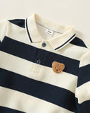 Baby Boy Cartoon Bear Striped Knitted 2-Piece Winter Outfit