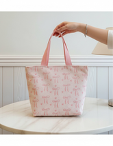 Pink Bow & Heart Print Travel Tote Bag