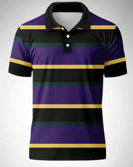 Men's Striped Purple Casual Short Sleeve Polo Shirt