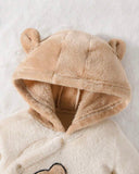 Cute Bear Pattern Long Sleeve Hooded Jumpsuit