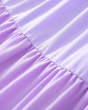 Tween Girl Purple Colorblock Shoulder Ruffle Hem Cami Dress