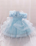 Girls Ice Blue Sequin Mesh Tutu Princess Dress