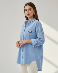 Oversized Shirt Jacket with Pockets – Long Sleeve