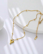 1pc Elegant Heart Pendant, 18K Gold Plated Stainless Steel Necklace