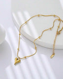 1pc Elegant Heart Pendant, 18K Gold Plated Stainless Steel Necklace
