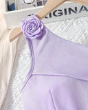 Tween Girls Purple Floral 3D Butterfly Applique Mesh Princess Dress