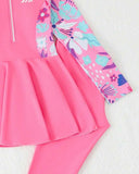 Tween Girls Pink Long Sleeve Swim Top and Pants